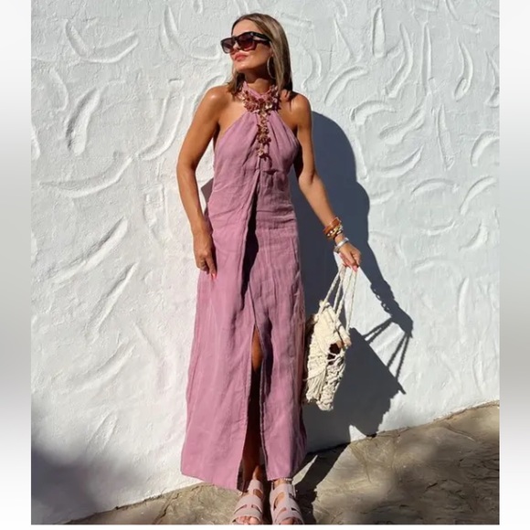 ZARA LINEN HALTER DRESS NWT - Picture 10 of 10